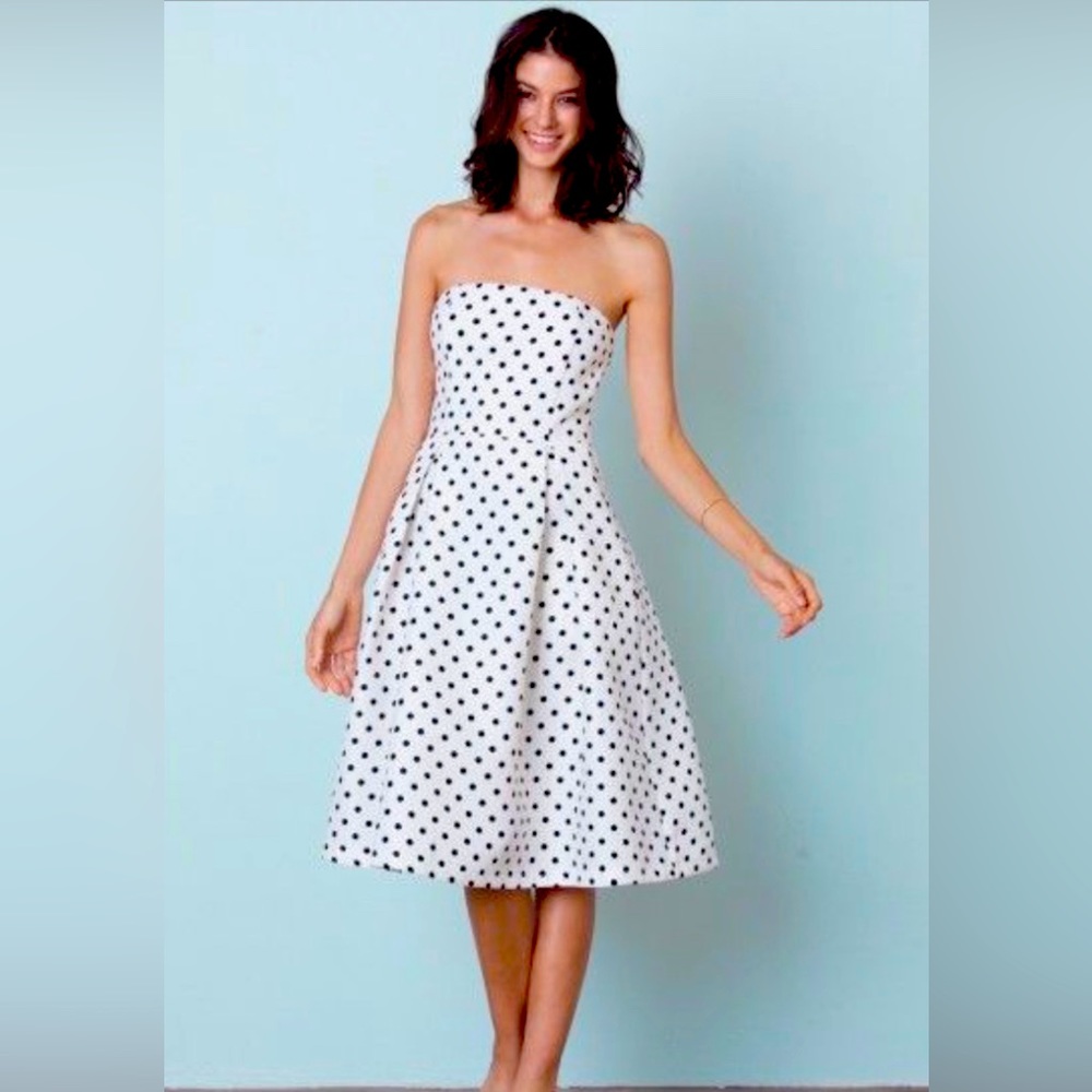 Strapless polka dot dress